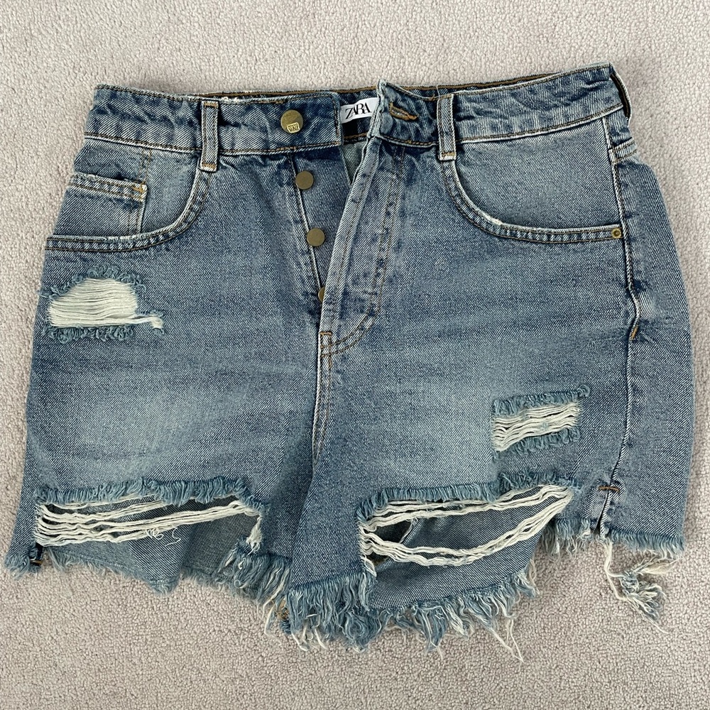 Zara Distressed High-Waisted Jean Shorts